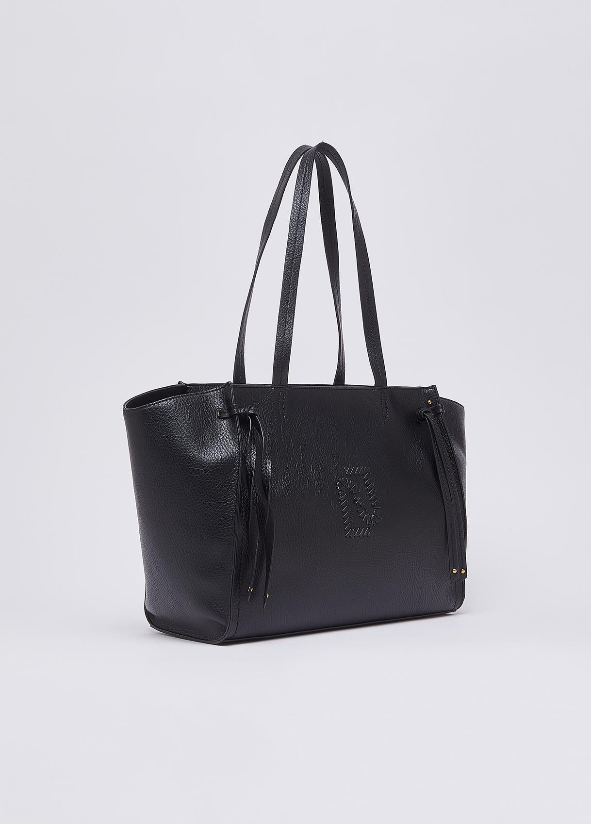 Shopping bag Liu Jo con logo frontale e manici lunghi Nero TU | Giò Fashion