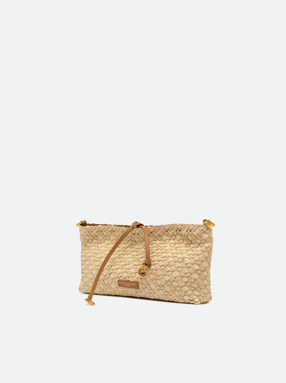Pochette Gianni Chiarini intrecciata con chiusura a laccio e design compatto