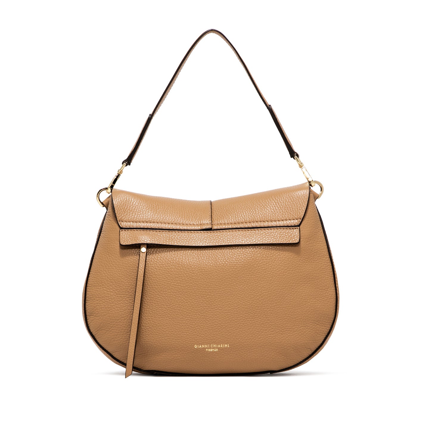 Gianni Chiarini Helena Round borsa a tracolla in pelle martellata con tracolla regolabile Beige TU | Giò Fashion