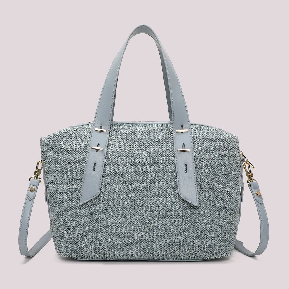 Borsa Bauletto Mimi Mua Paglia CELESTE TU | Giò Fashion