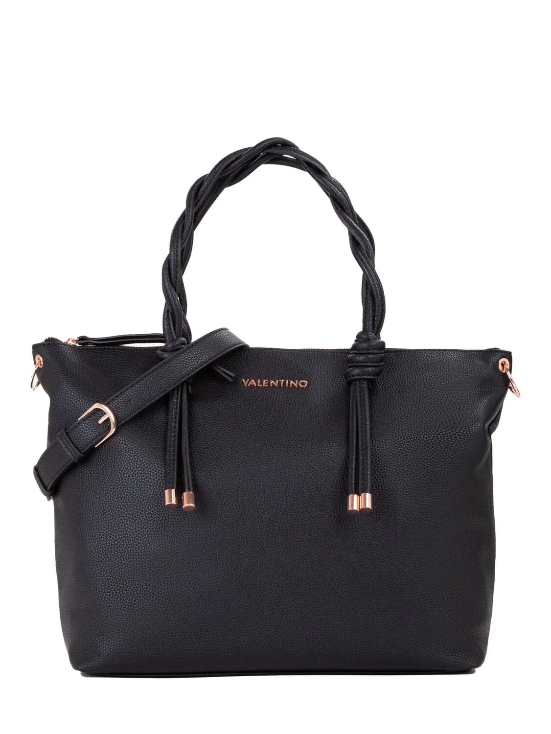 Borsa Valentino shopper con manici intrecciati e logo in metallo