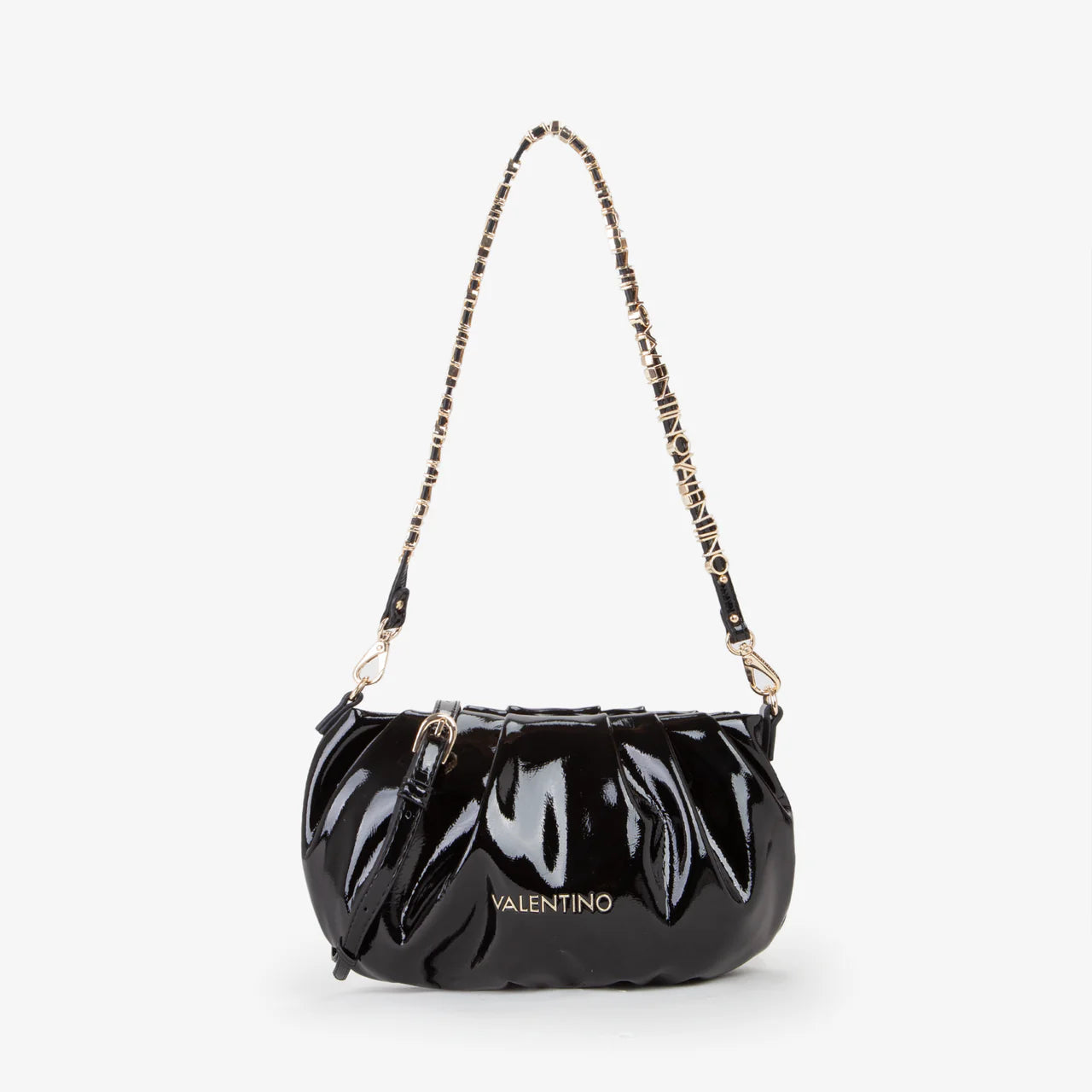 Valentino borsa a spalla in vernice con manico intrecciato Nero TU | Giò Fashion
