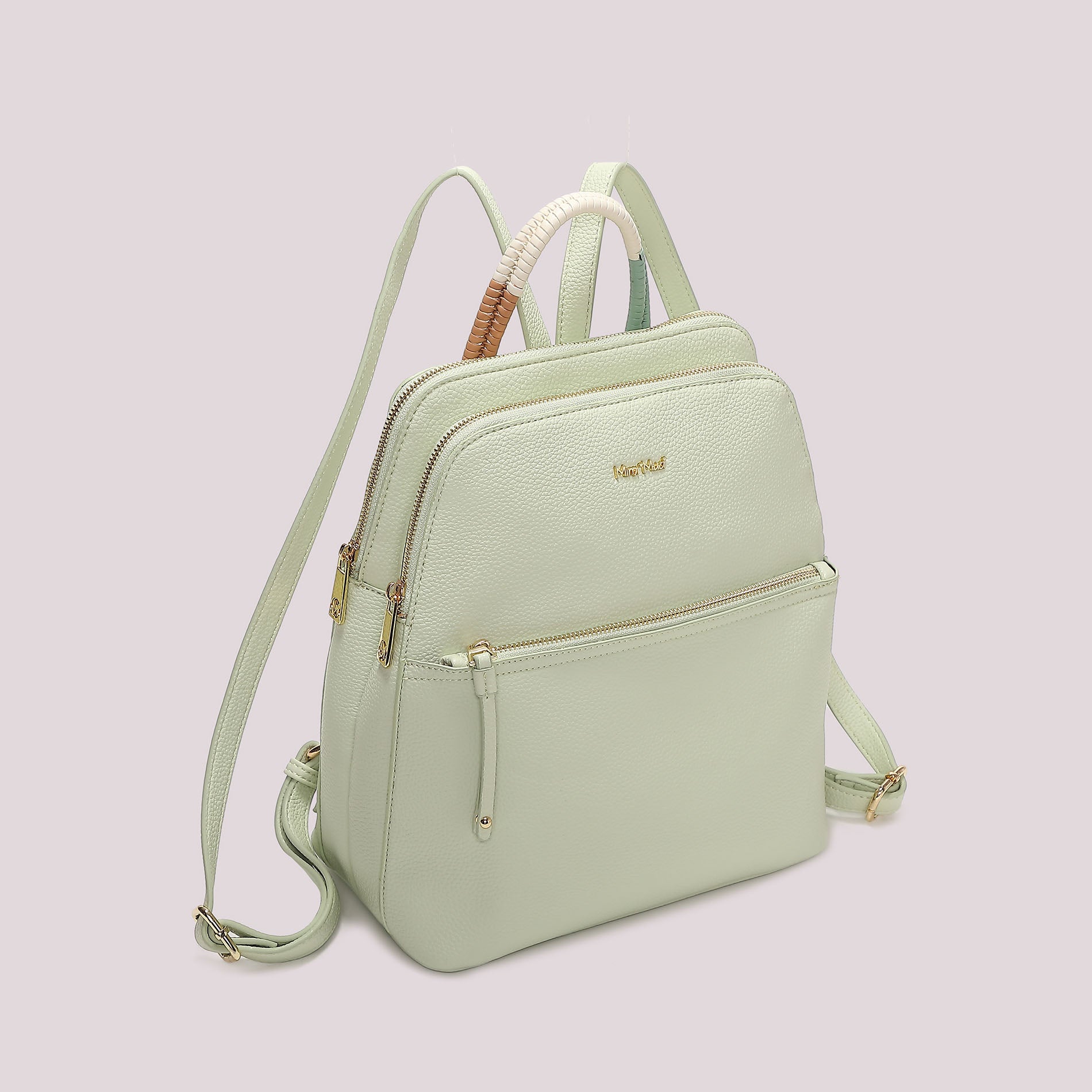 Mimi Mua zaino donna con doppia zip e manico intrecciato