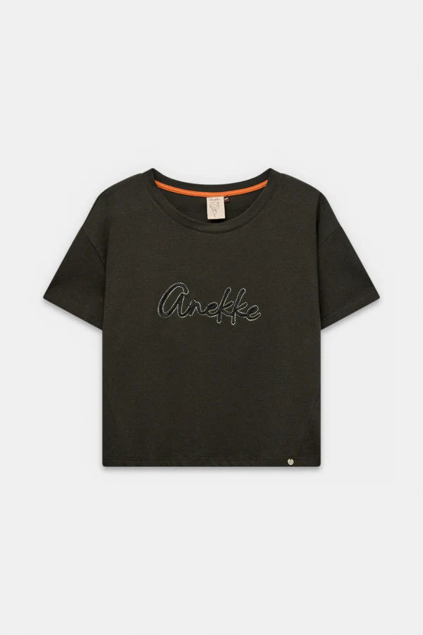 T shirt donna Anekke manica corta con logo frontale decorativo NERO L/XL | Giò Fashion