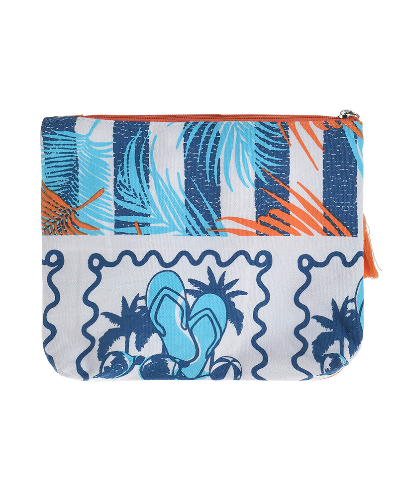 Ble Resort Collection Borsetta Azzurro in Tessuto con Foglie