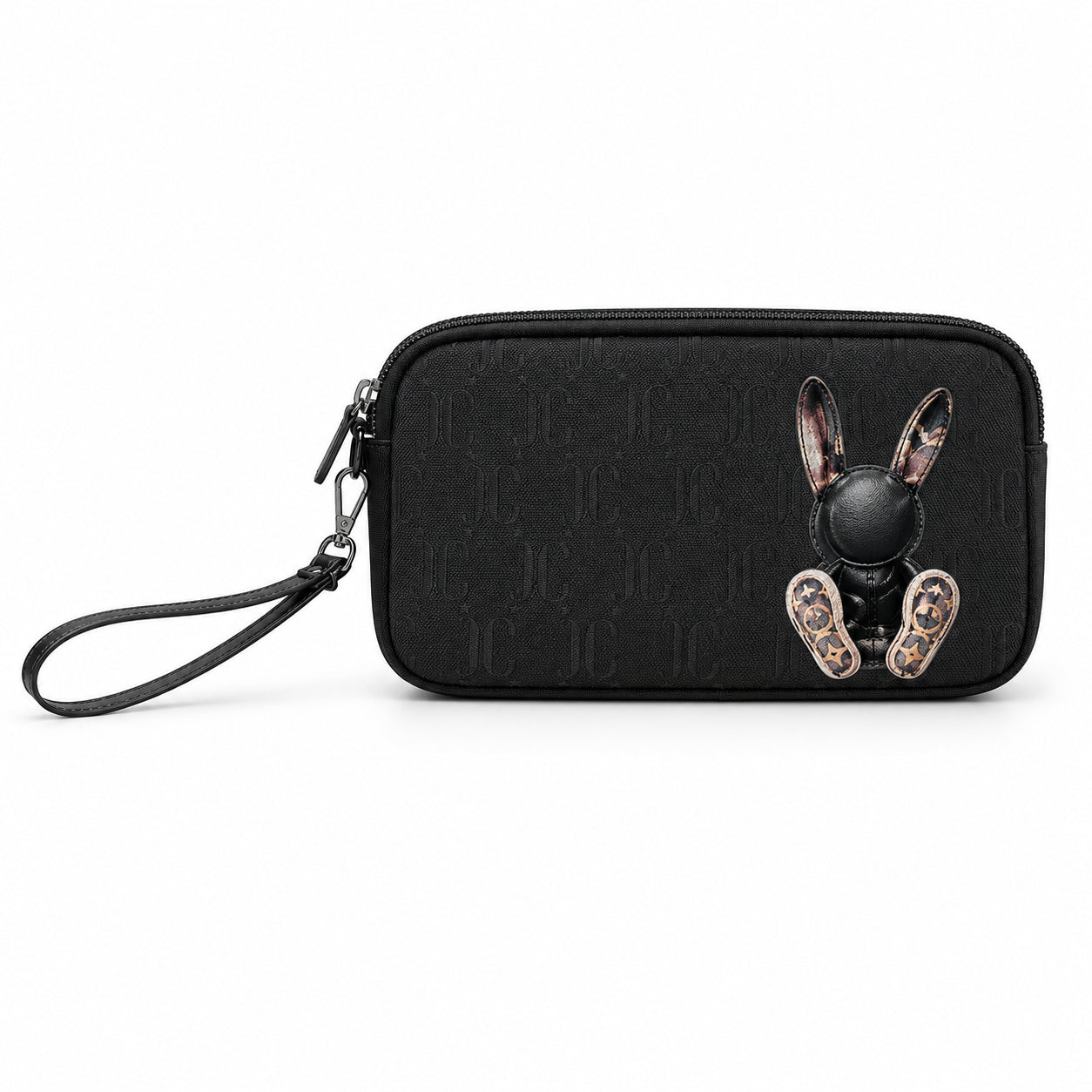 Pochette uomo con motivo decorativo e laccetto da polso