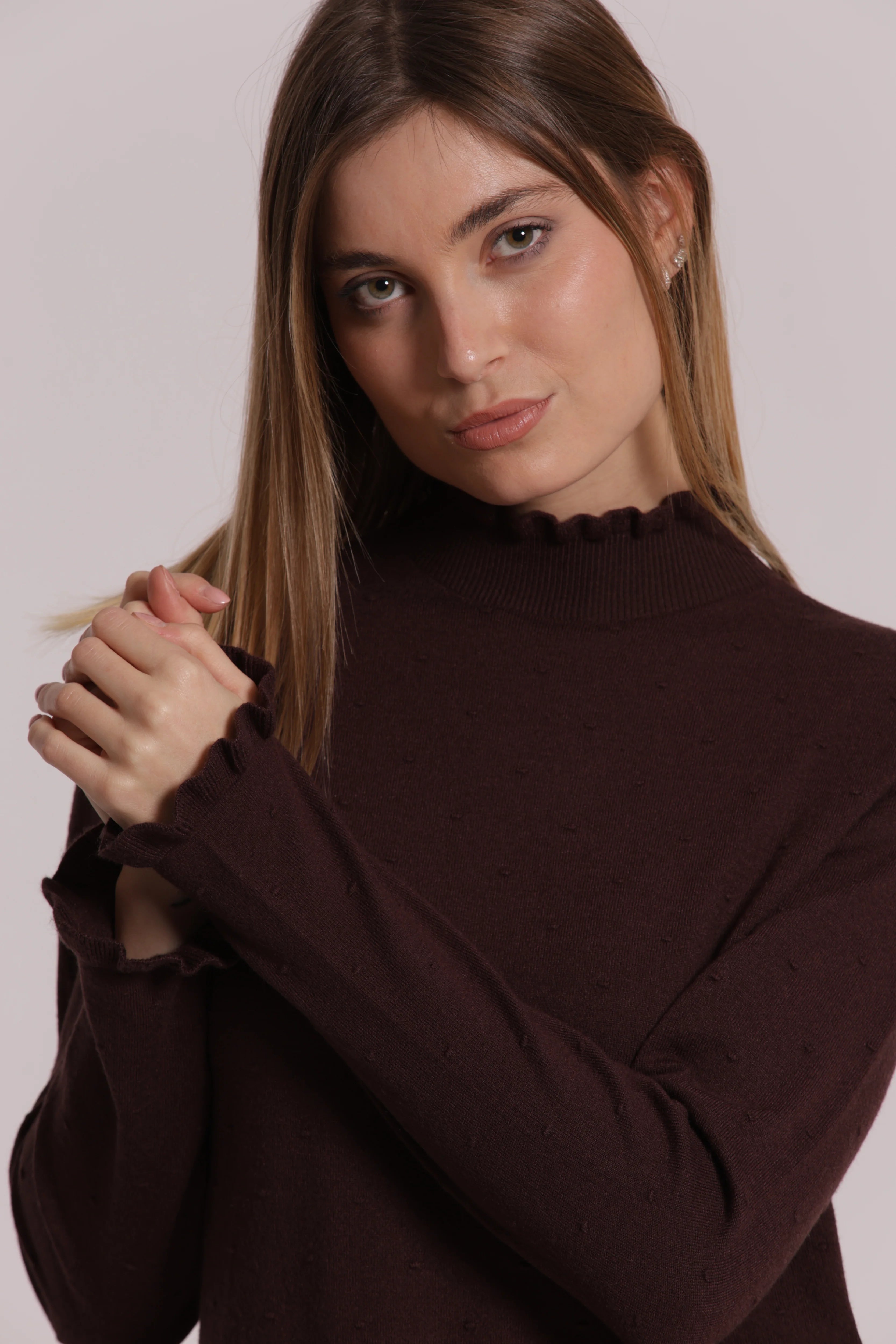 Maglia Donna Mimi Mua a Collo Alto con Trama Pois