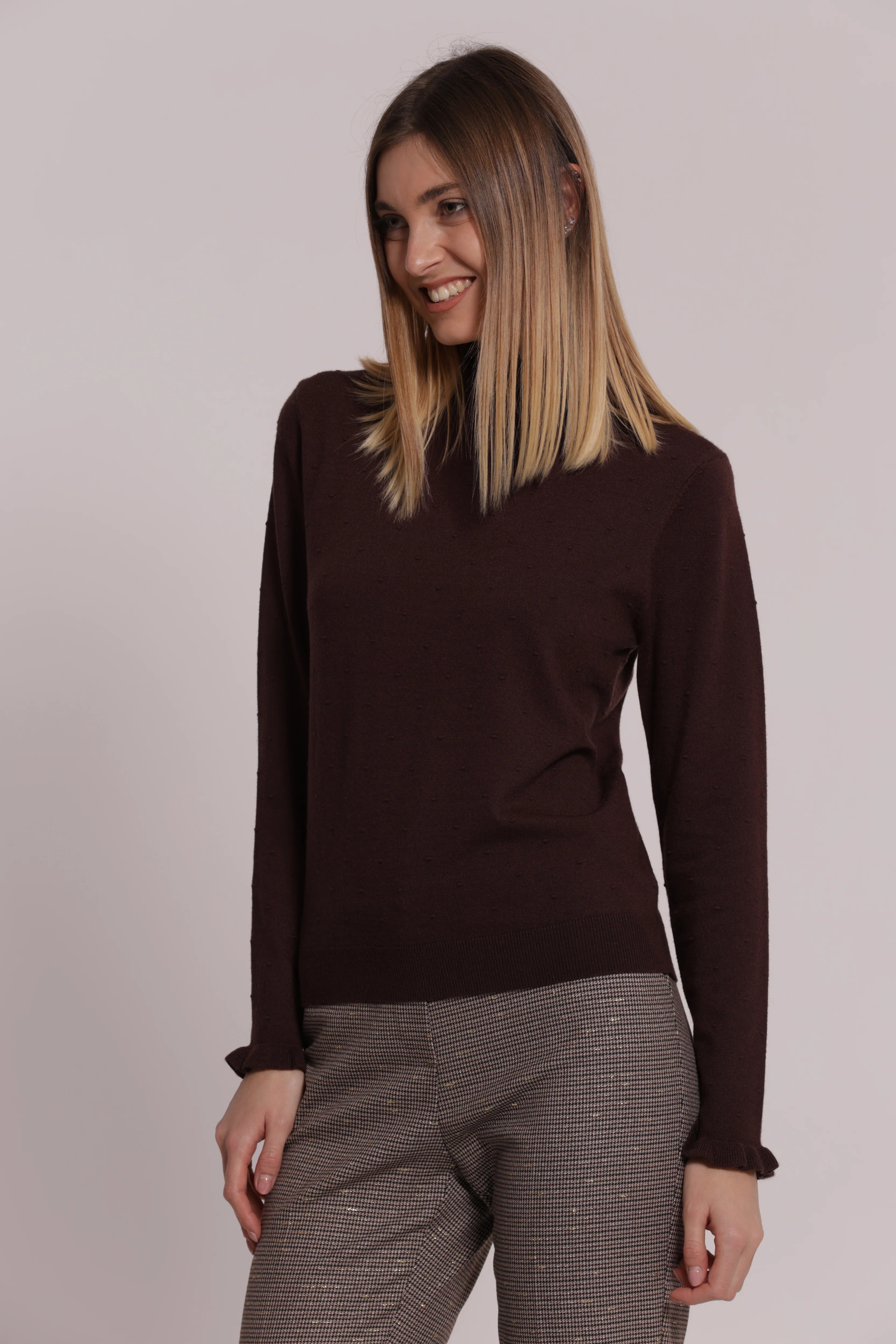 Maglia Donna Mimi Mua a Collo Alto con Trama Pois