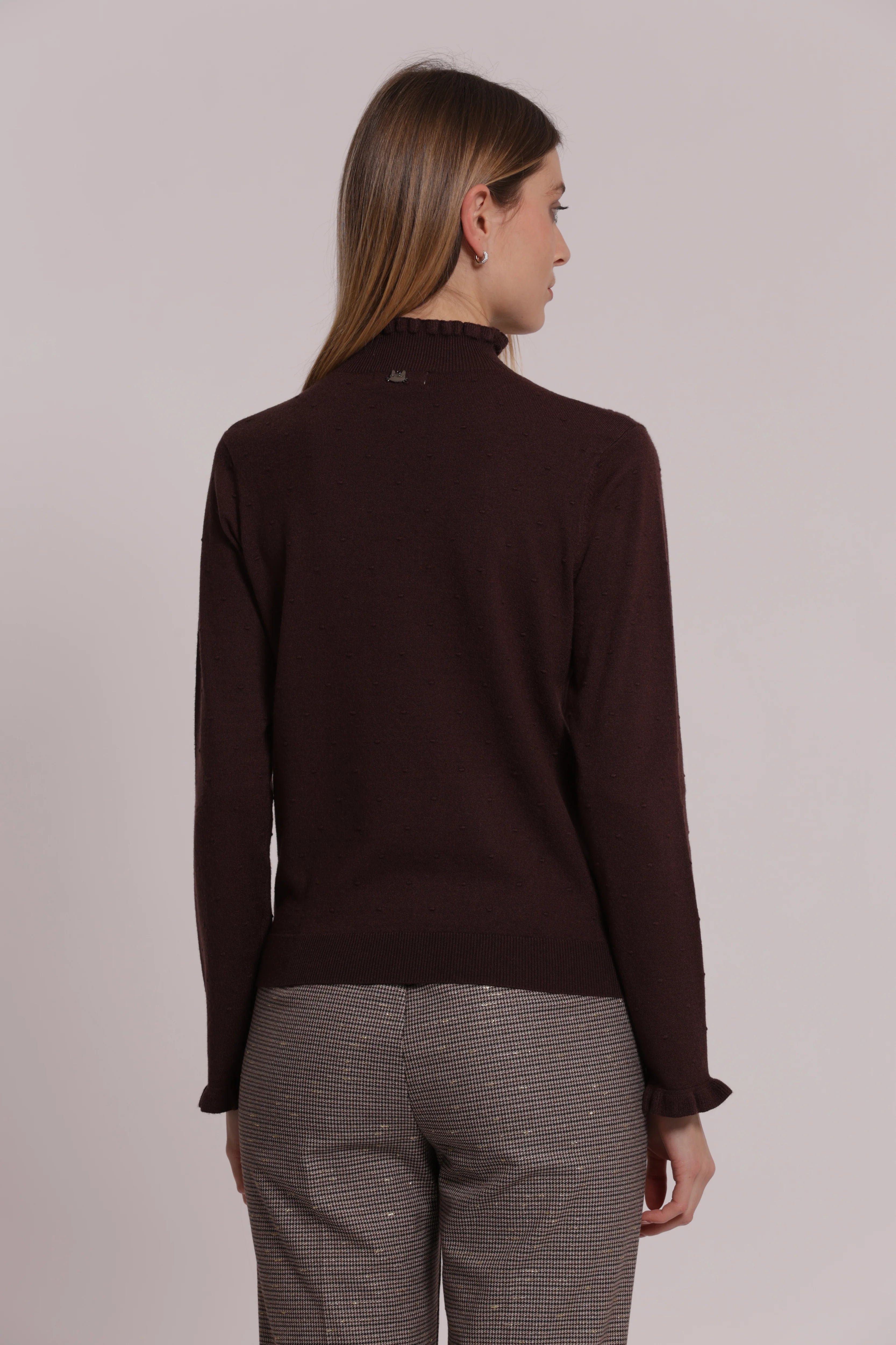 Maglia Donna Mimi Mua a Collo Alto con Trama Pois
