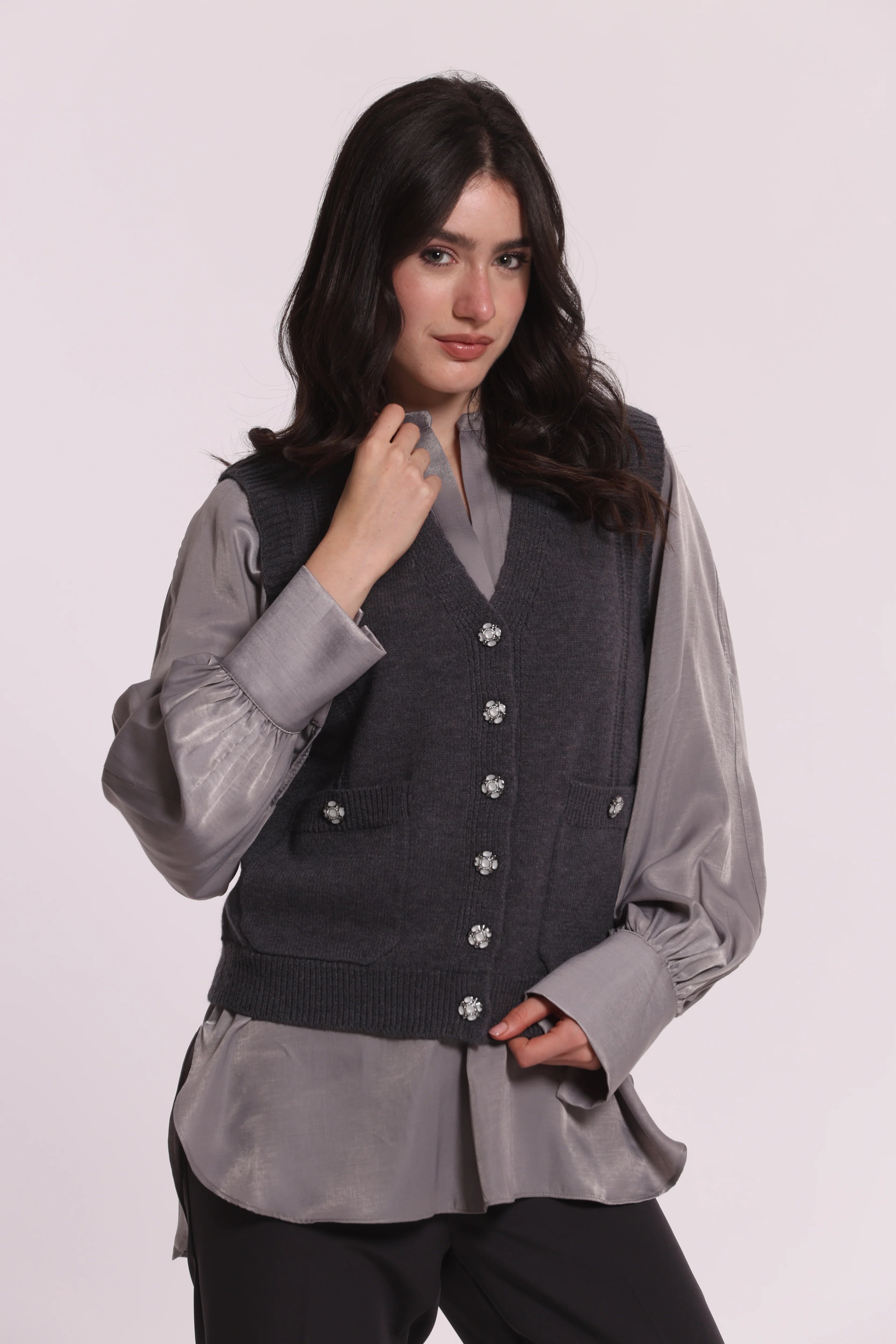 Gilet Donna Mimi Mua con Bottoni Gioiello