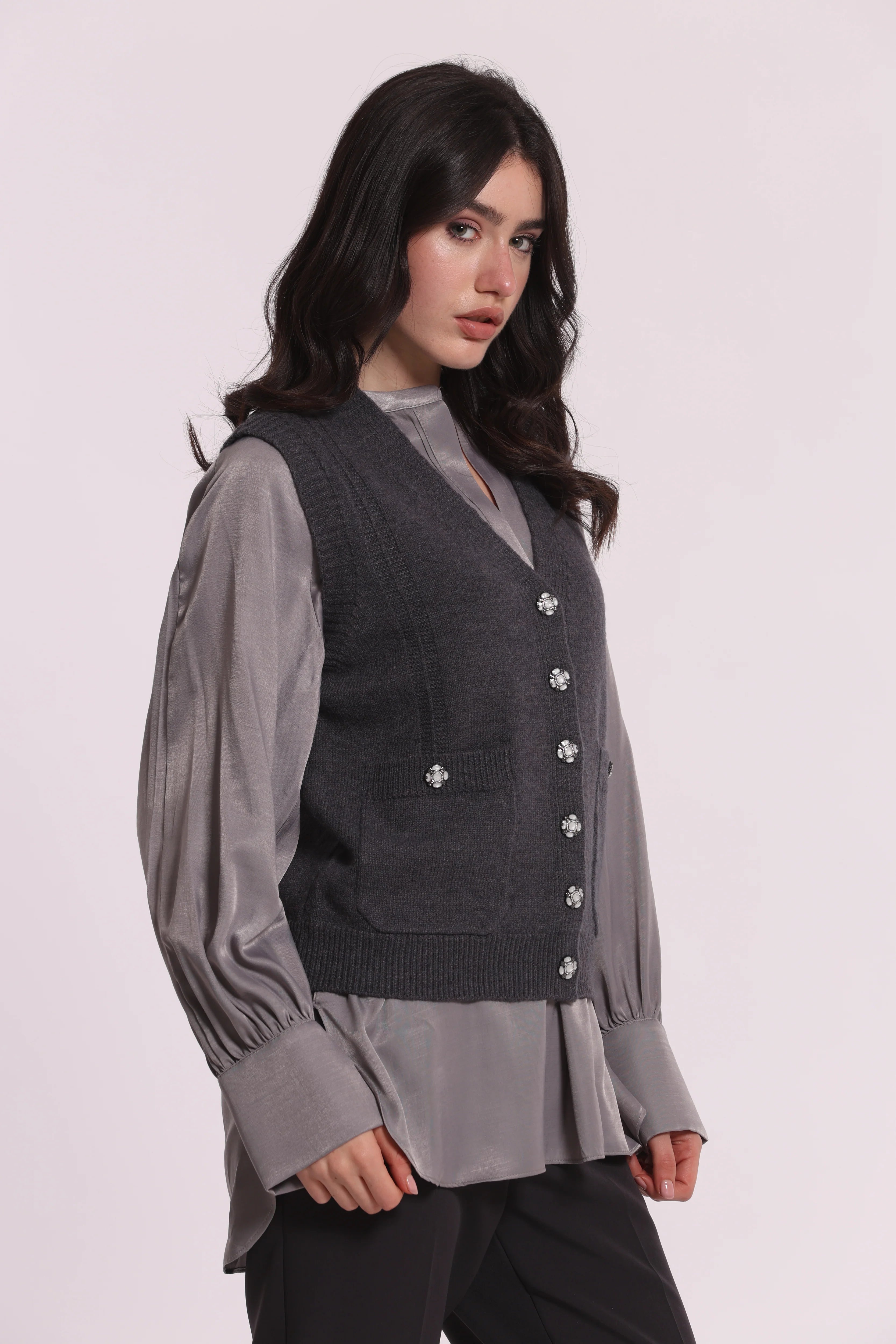 Gilet Donna Mimi Mua con Bottoni Gioiello