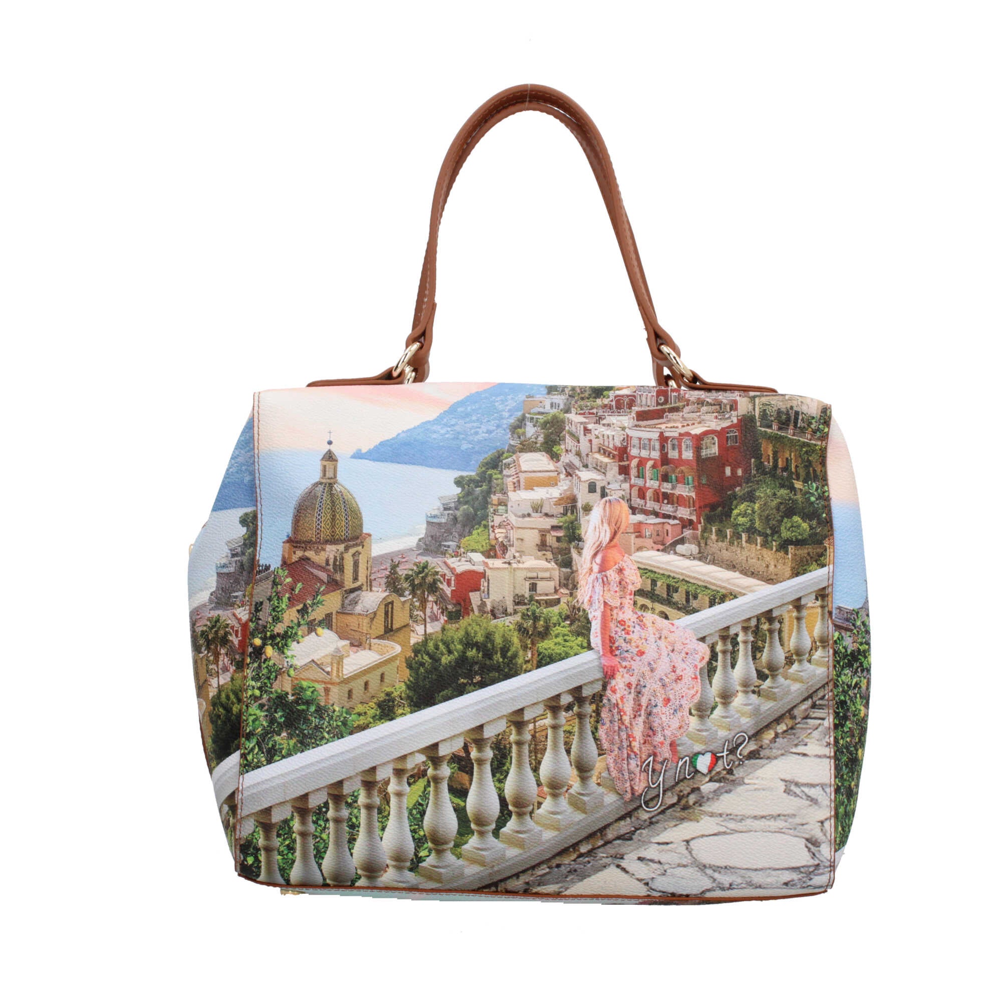 Borsa bauletto YNot con stampa artistica e tracolla regolabile