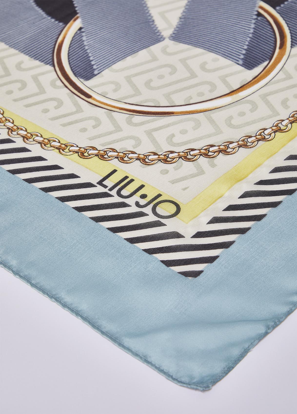 Foulard Liu Jo donna con stampa catene e logo Blu TU | Giò Fashion