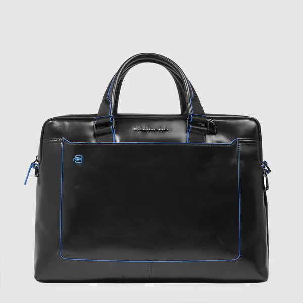 Cartella porta PC Piquadro in pelle con tasca frontale e tracolla sganciabile NERO TU | Giò Fashion