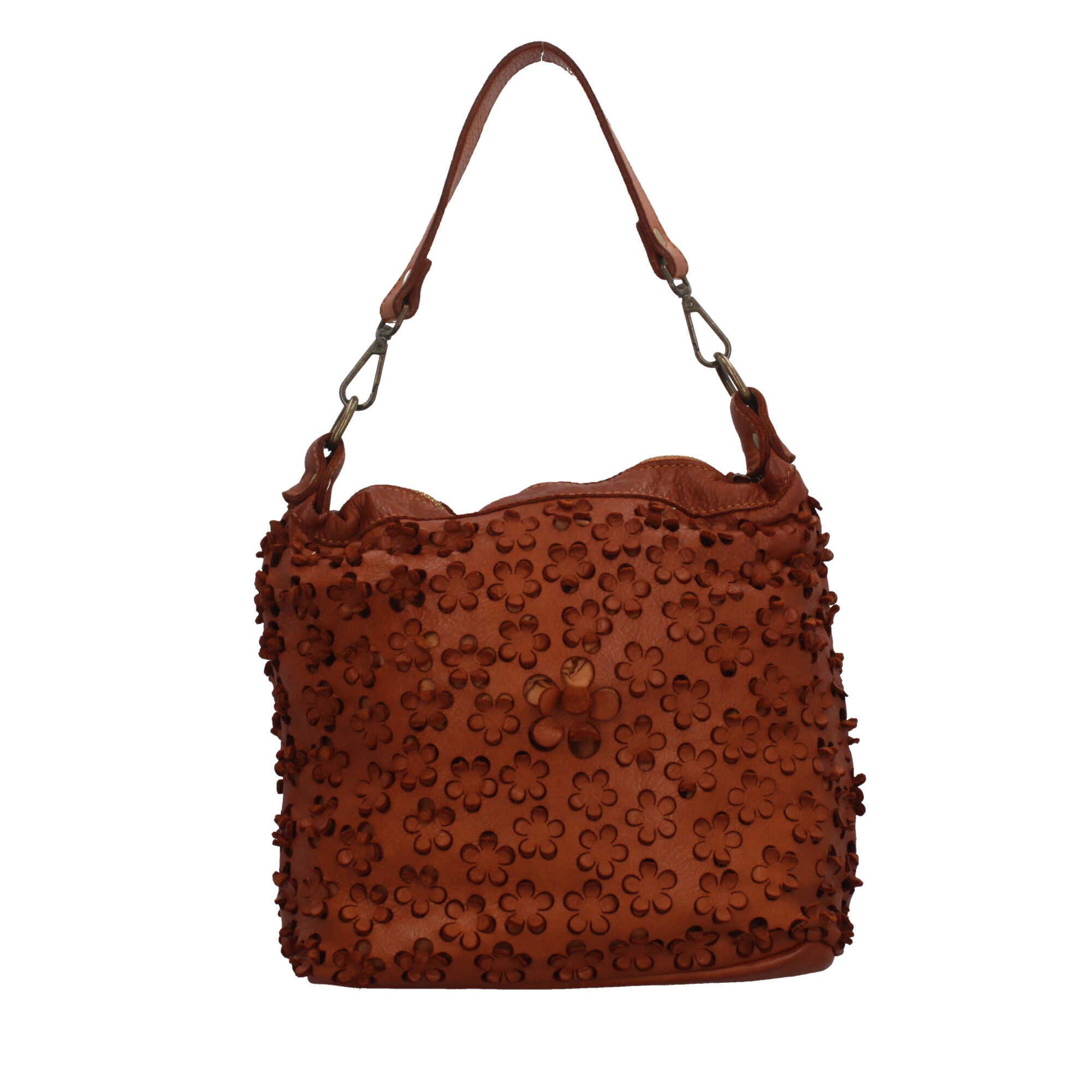 Borsa Made in Italy in vera pelle con lavorazione intrecciata a pannel