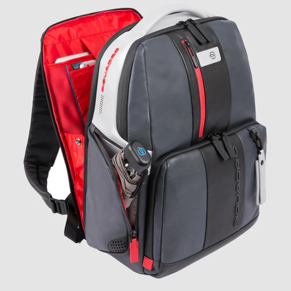 Zaino Piquadro Urban in pelle porta PC con tasche multifunzione GRIGIO/NER TU | Giò Fashion