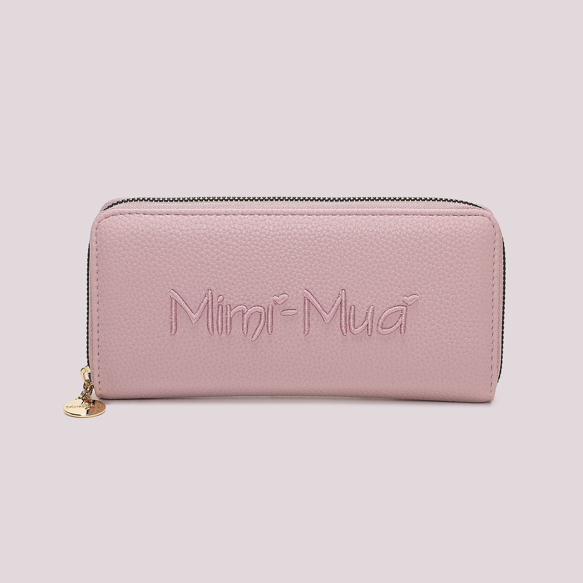 Portafoglio donna Mimi Mua grande zip around con logo in rilievo elegante Rosa TU | Giò Fashion