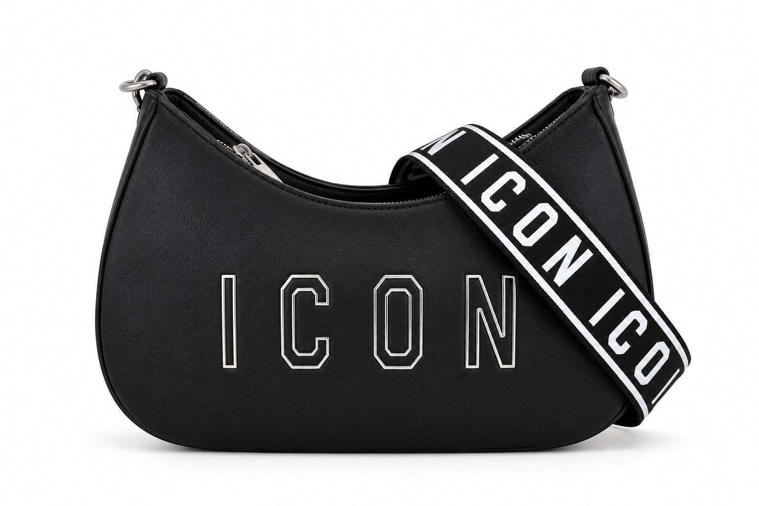 Borsa a spalla con tracolla logata e logo a contorno