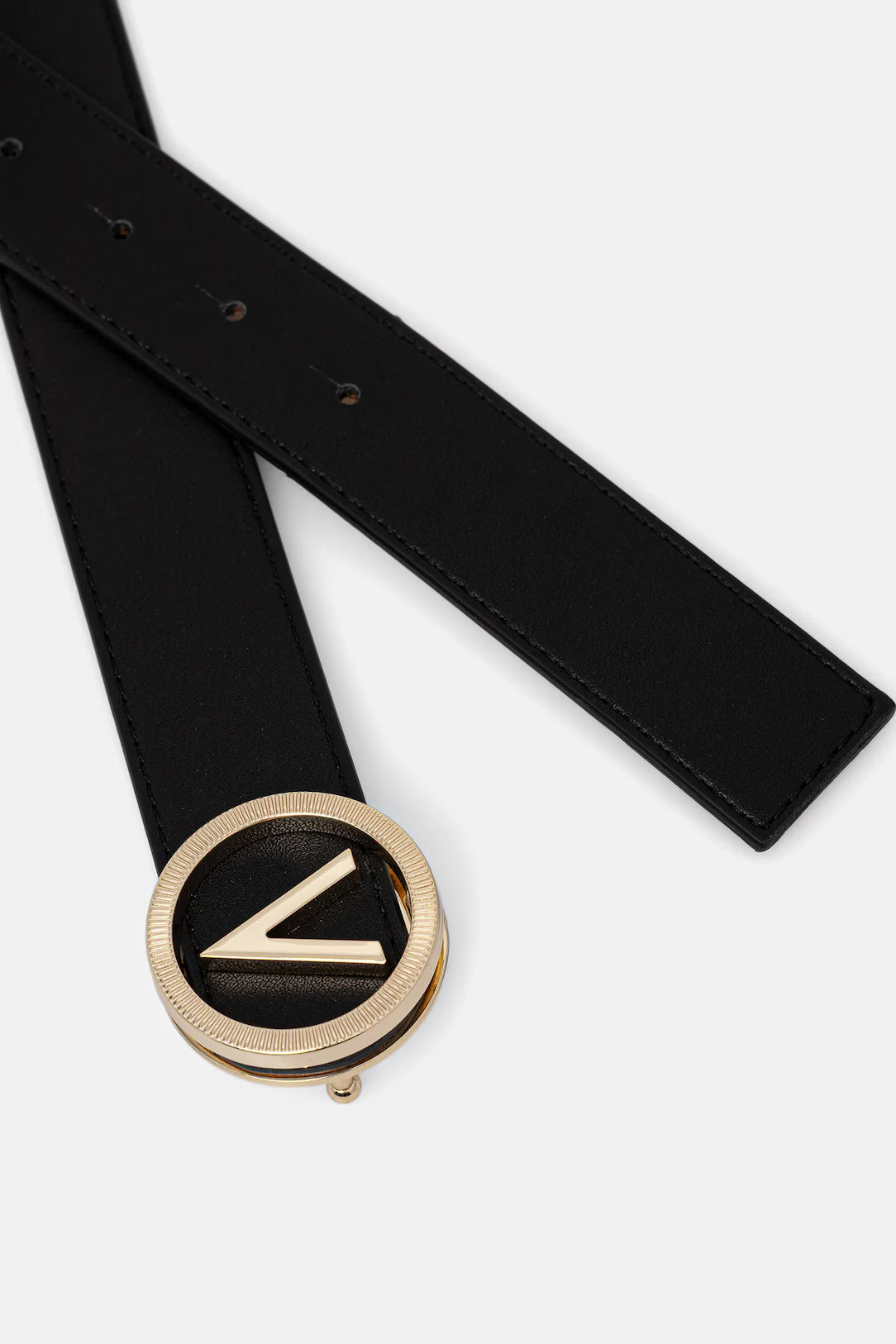 Cintura Valentino in pelle sintetica con fibbia rotonda logo V