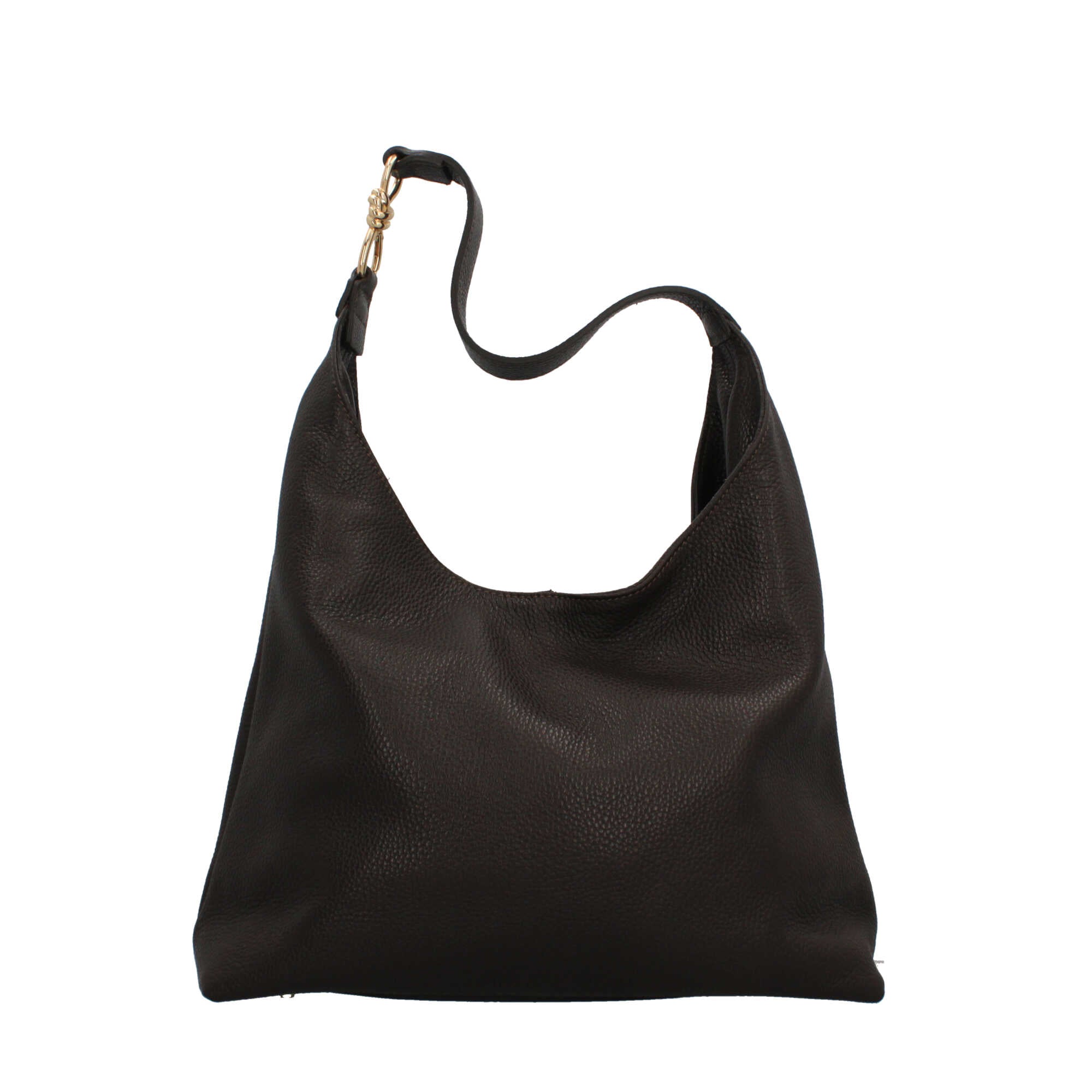 Borsa a spalla in vera pelle martellata Made in Italy Marrone TU | Giò Fashion