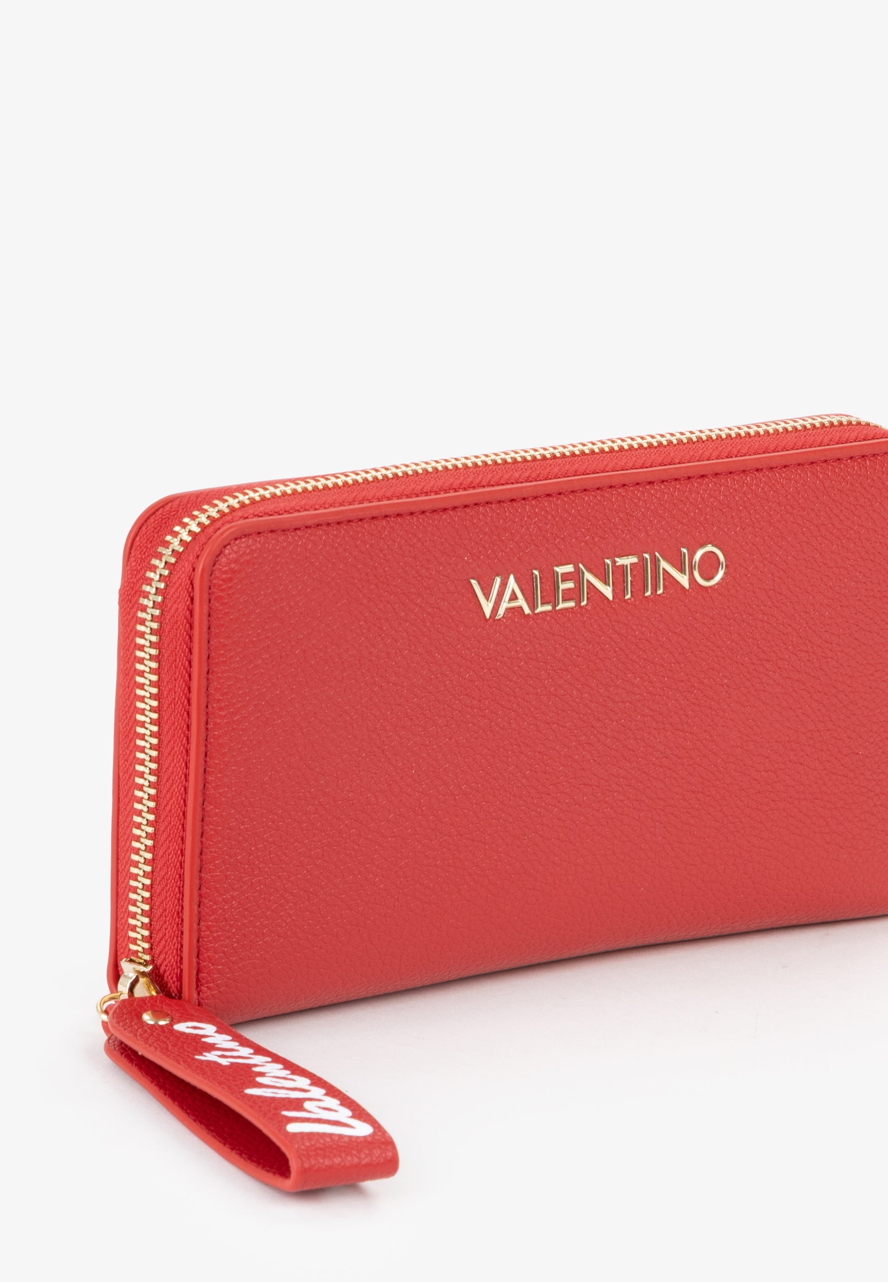 Portafoglio zip around donna Mario Valentino con laccetto e logo frontale Rosso TU | Giò Fashion