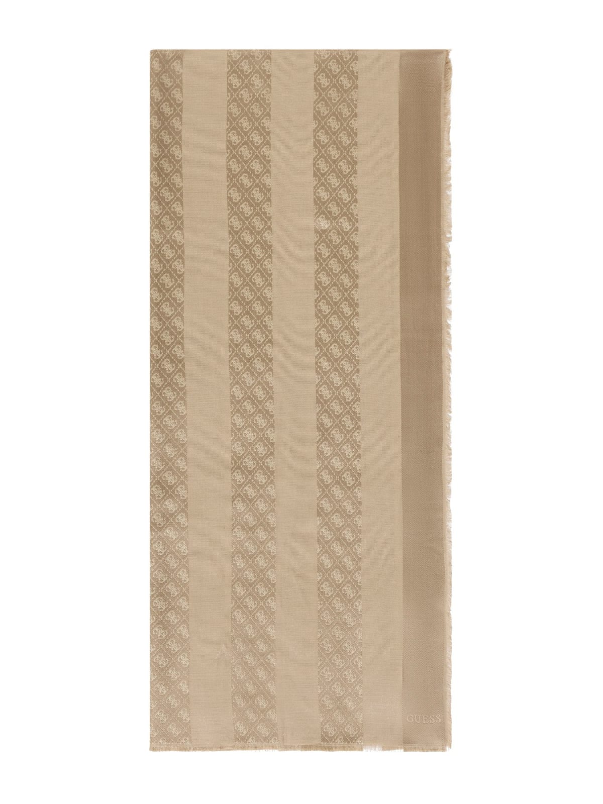 Sciarpa Guess donna con motivo geometrico e finiture sfrangiate TAUPE TU | Giò Fashion