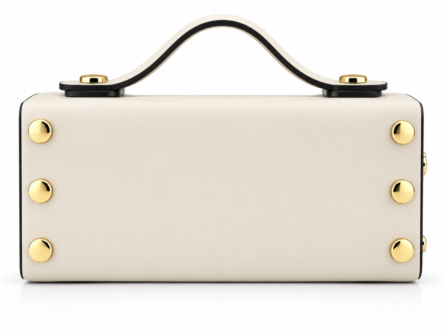 Borsa a Mano in Pelle con Dettagli Metallici
