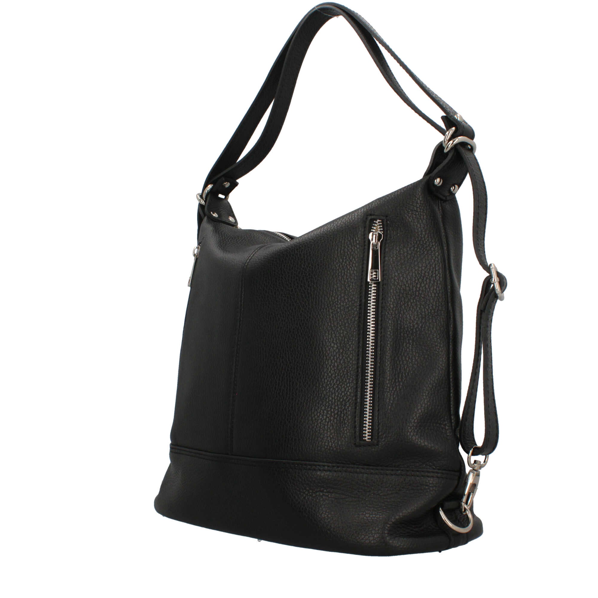 Borsa zaino Made in Italy con tasche frontali e tracolla regolabile Nero TU | Giò Fashion