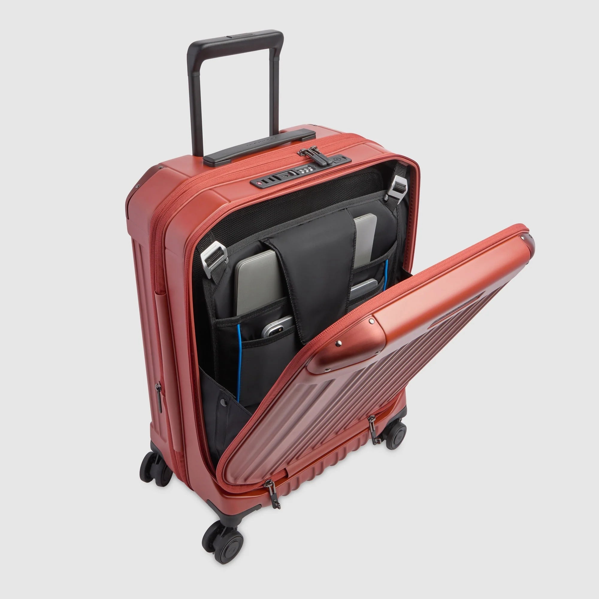 Piquadro Trolley Rigido da Cabina PQ-Light Blu Opaco Espandibile con 4 Ruote e Porta PC 17,3"
