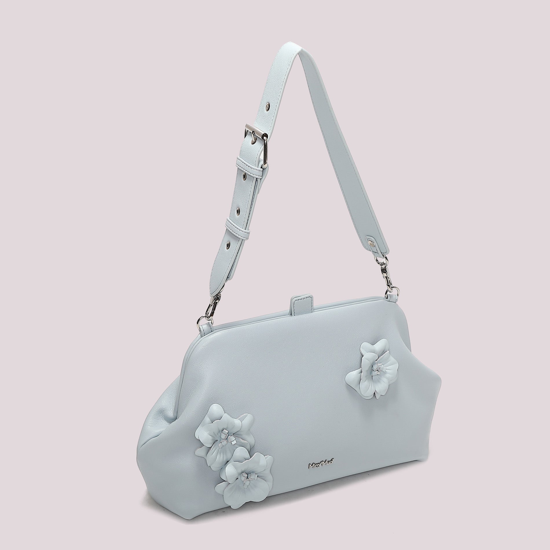 Mimi Mua borsa a spalla con applicazioni floreali e chiusura a scatto AZZURRO TU | Giò Fashion