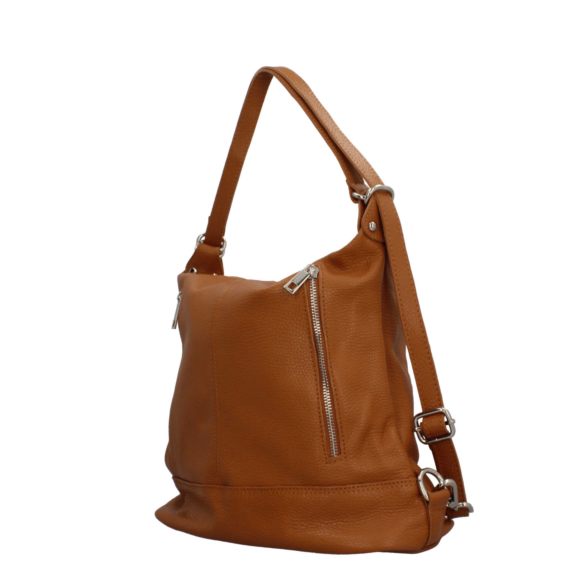 Borsa zaino Made in Italy con tasche frontali e tracolla regolabile CUOIO TU | Giò Fashion