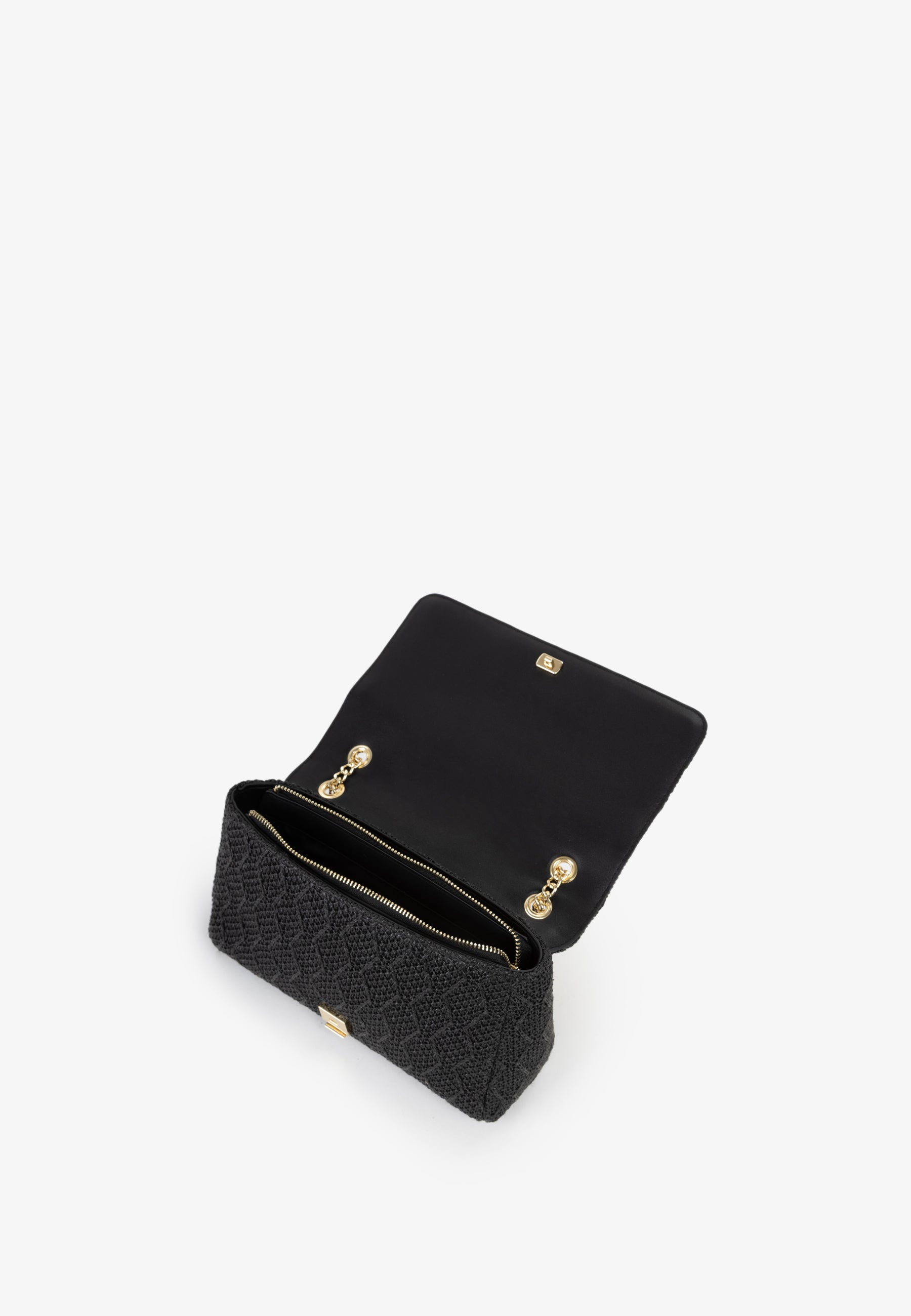 Borsa a spalla donna Mario Valentino con catena dorata e texture lavorata Nero TU | Giò Fashion