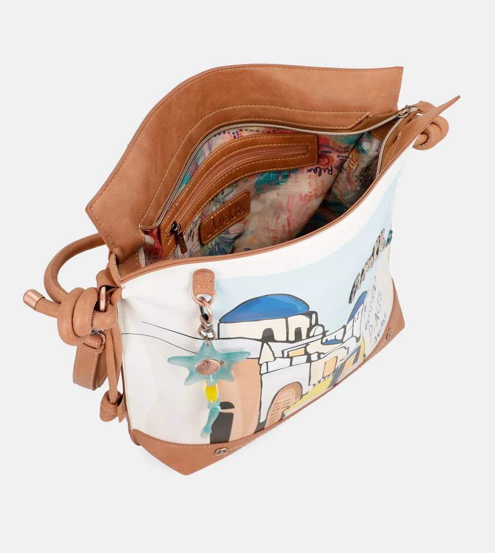 Borsa a tracolla Anekke Sunrise con stampa Mediterraneo Bianco TU | Giò Fashion