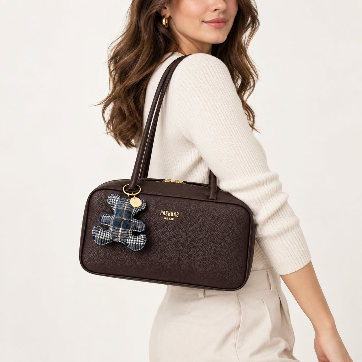 PashBag Borsa a Spalla Donna con Doppi Manici e Charm