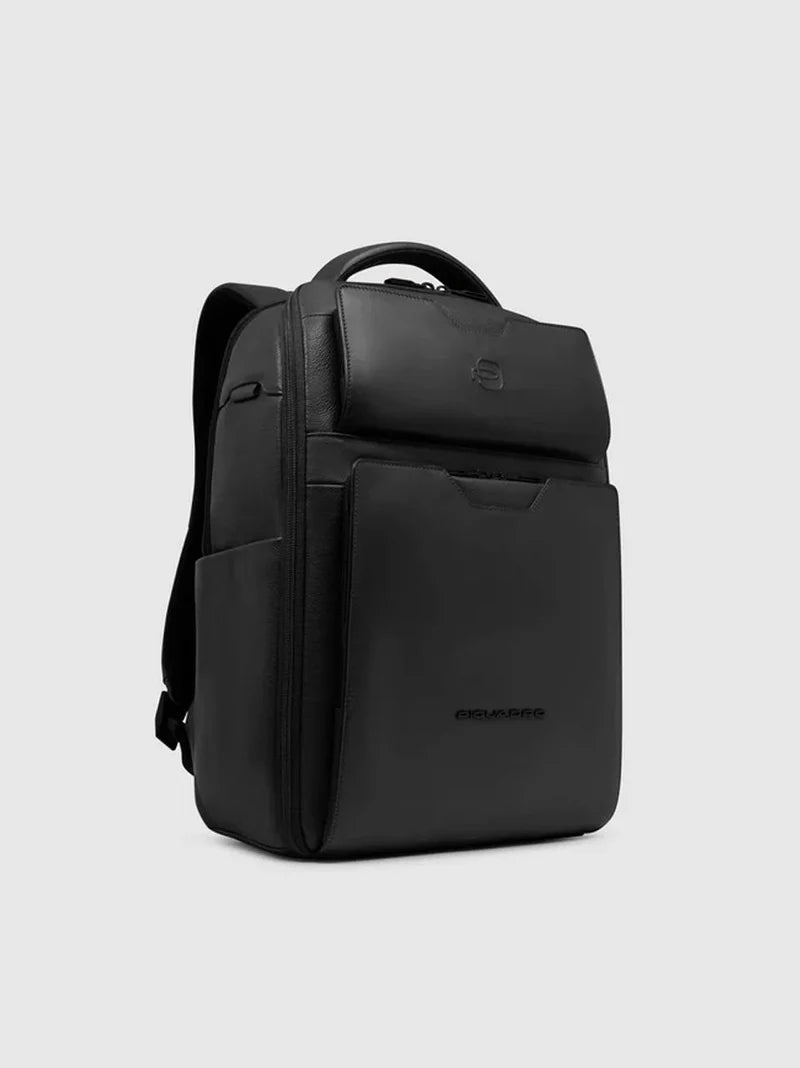 Zaino Porta PC 14 Pollici Piquadro AEL in Pelle con Doppio Comparto e Aggancio Trolley NERO TU | Giò Fashion