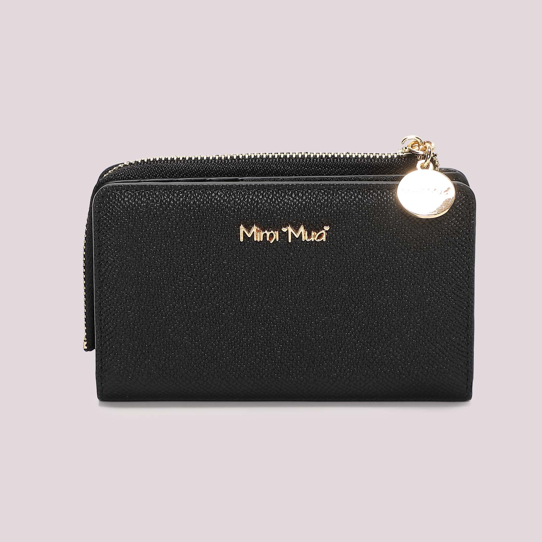 Portafoglio donna Mimi Mua con zip compatto e design elegante minimal Nero TU | Giò Fashion
