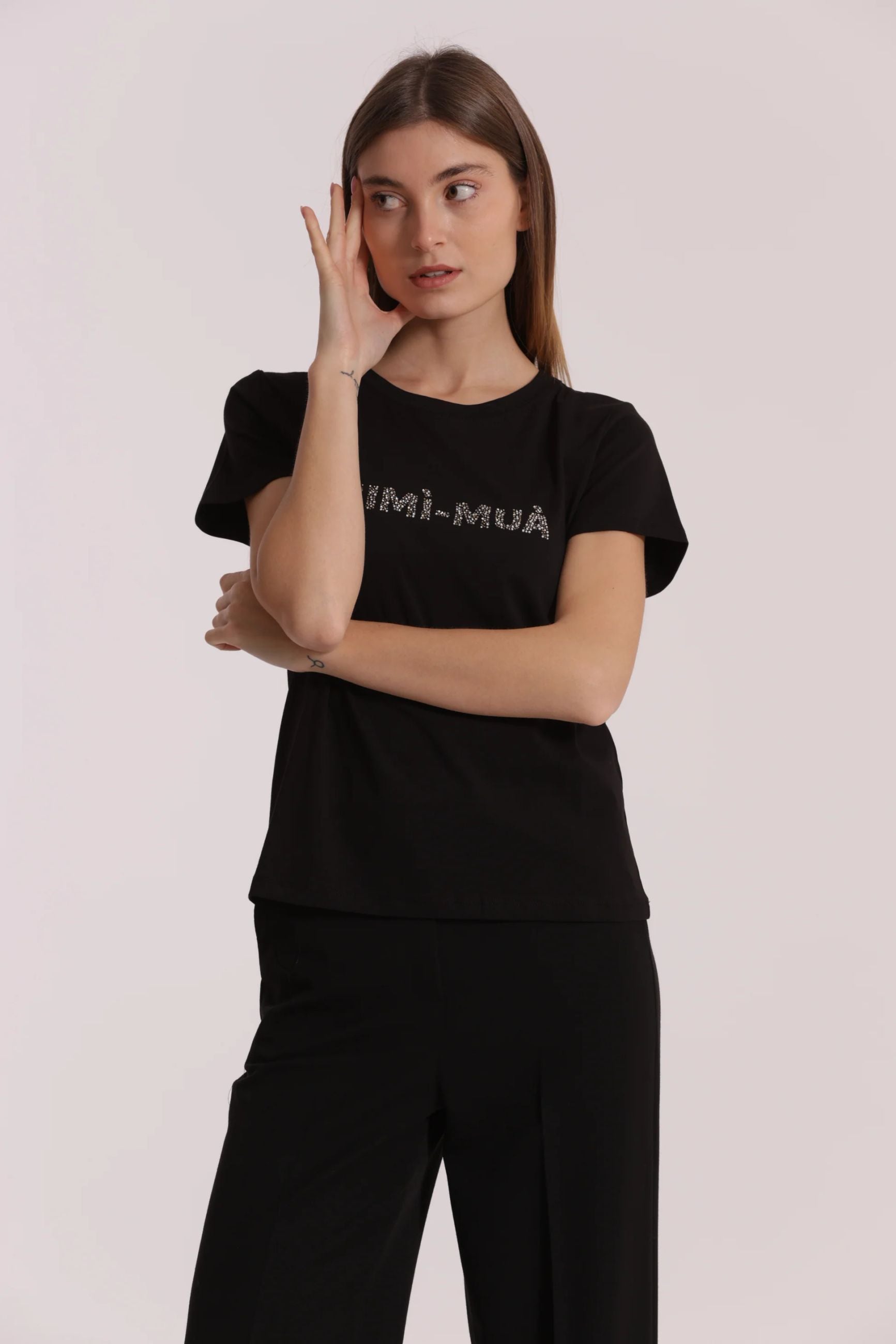 Mimi Mua SFAN-1863 – T-Shirt Donna con Logo in Strass