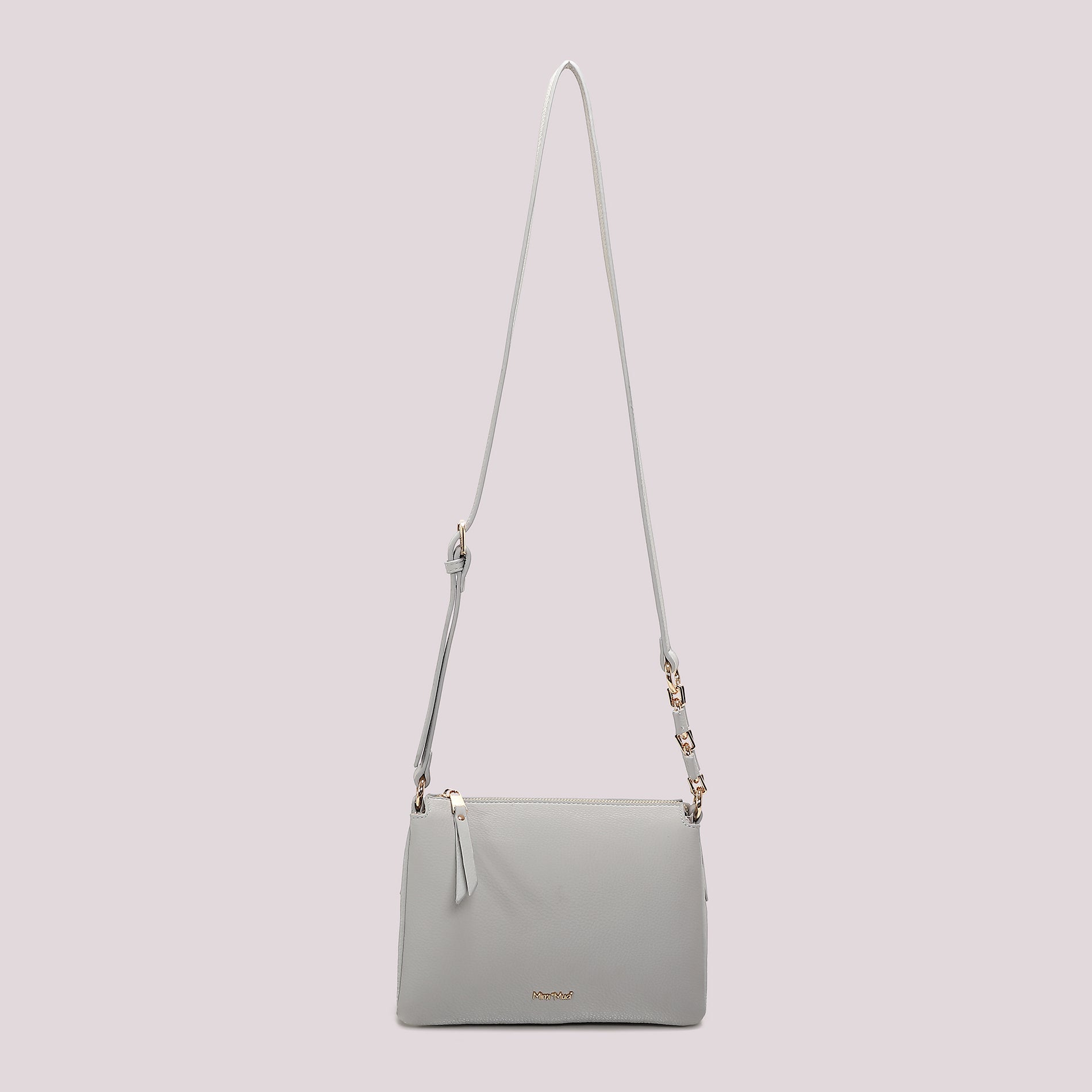 Borsa tracolla Mimi Mua minimal con zip e dettaglio catena Blu TU | Giò Fashion
