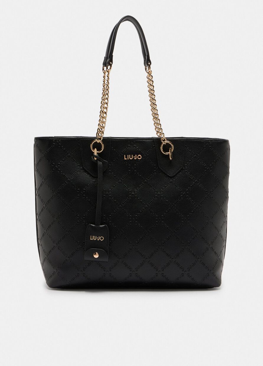 Shopper Liu Jo con manici a catena e logo in rilievo
