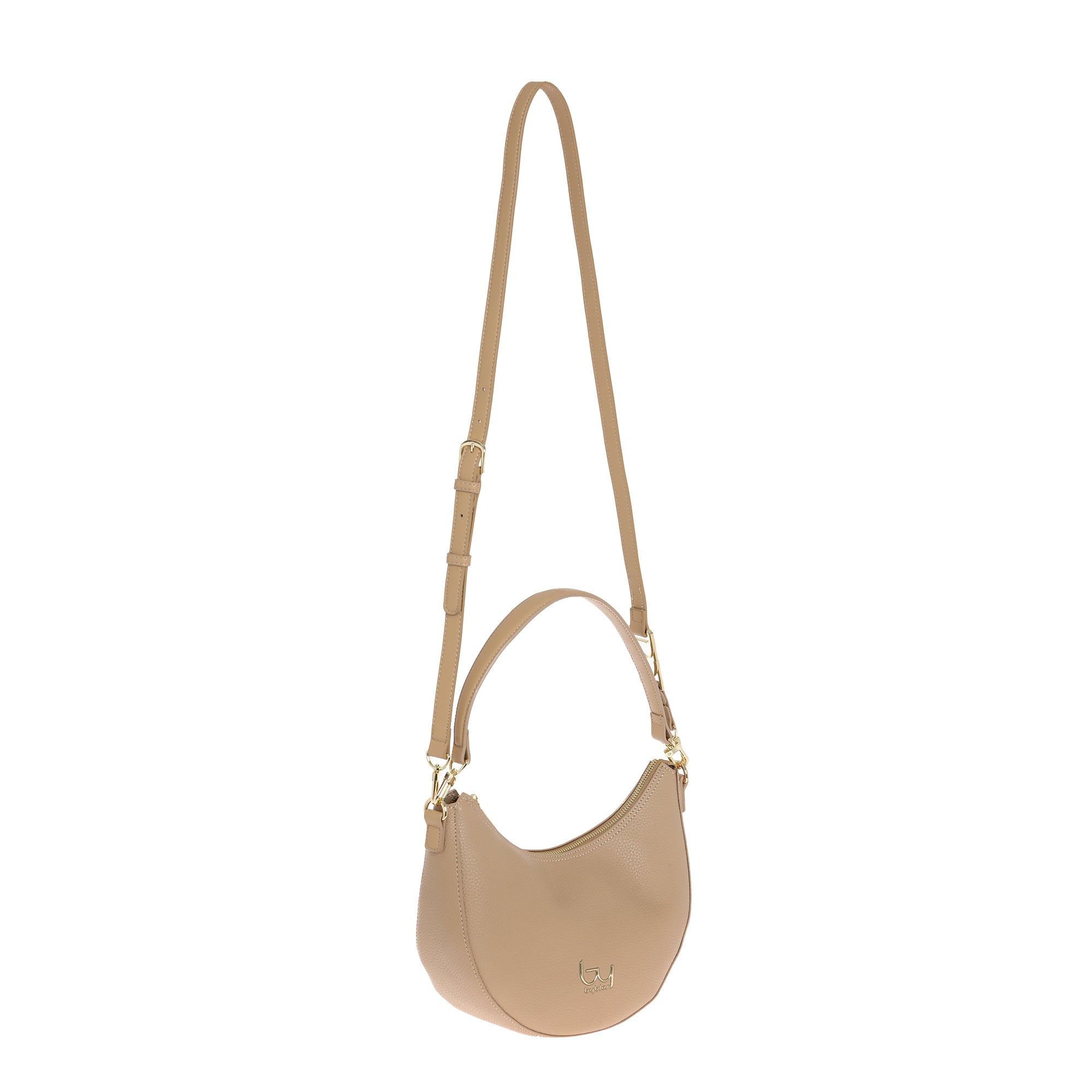Borsa a spalla By Byblos a mezzaluna con logo frontale Beige TU | Giò Fashion