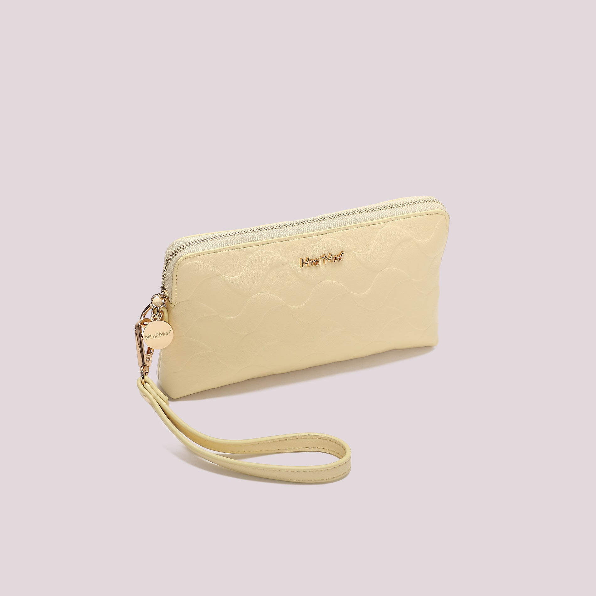 Portafoglio donna Mimi Mua con zip e laccetto da polso design moderno GIALLO CHIARO TU | Giò Fashion