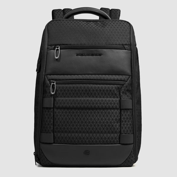 Zaino Piquadro porta PC organizzato con tasche multiple e design tecnico in pelle e tessuto NERO TU | Giò Fashion