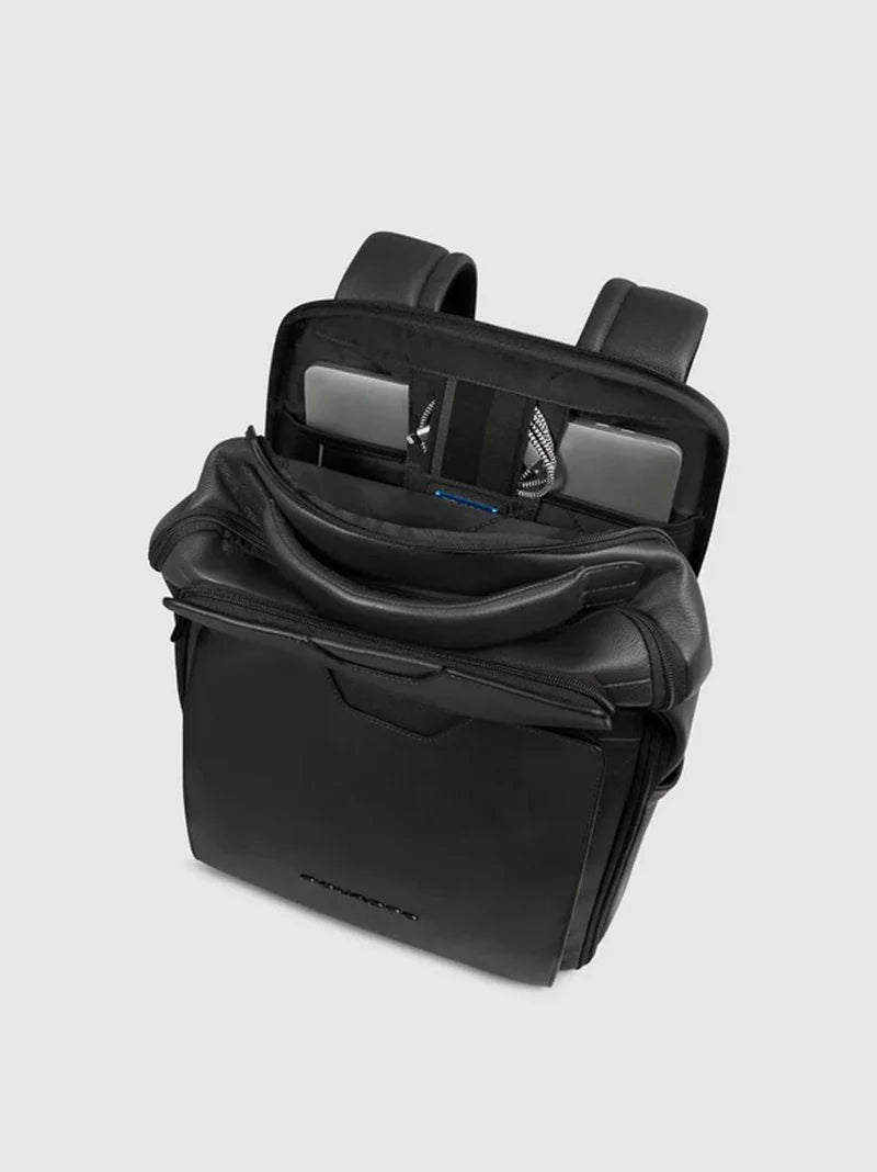 Zaino Porta PC 14 Pollici Piquadro AEL in Pelle con Doppio Comparto e Aggancio Trolley NERO TU | Giò Fashion
