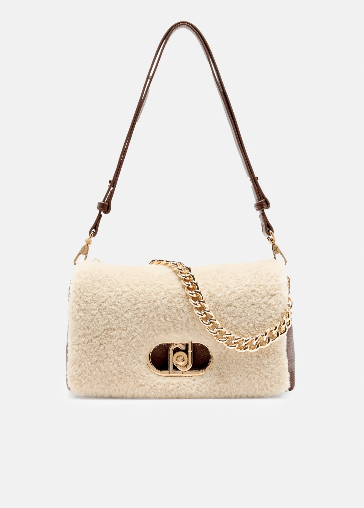Borsa Liu Jo Puffy a spalla effetto peluche con catena dorata Marrone TU | Giò Fashion