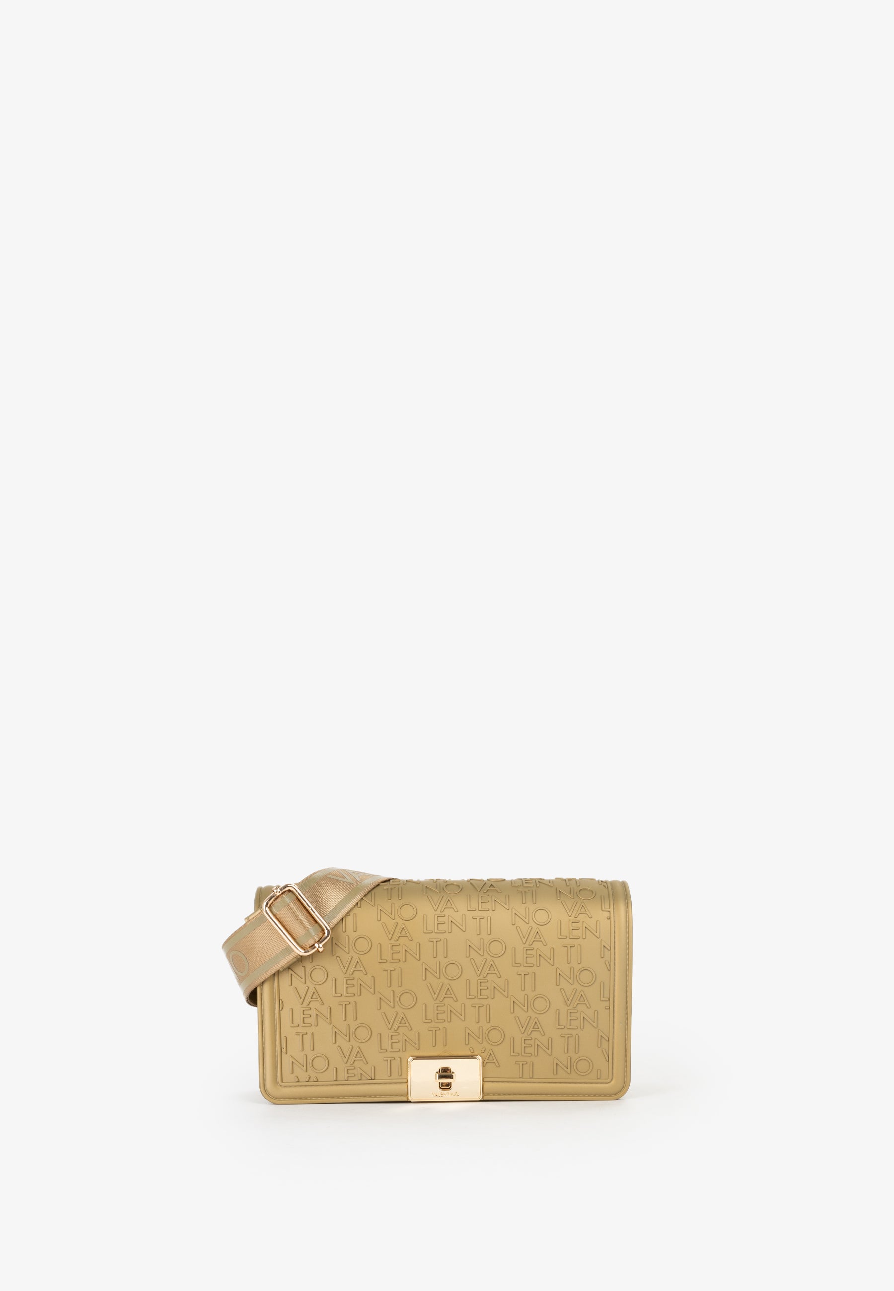 Borsa a tracolla Mario Valentino con logo embossed e chiusura frontale elegante Oro TU | Giò Fashion