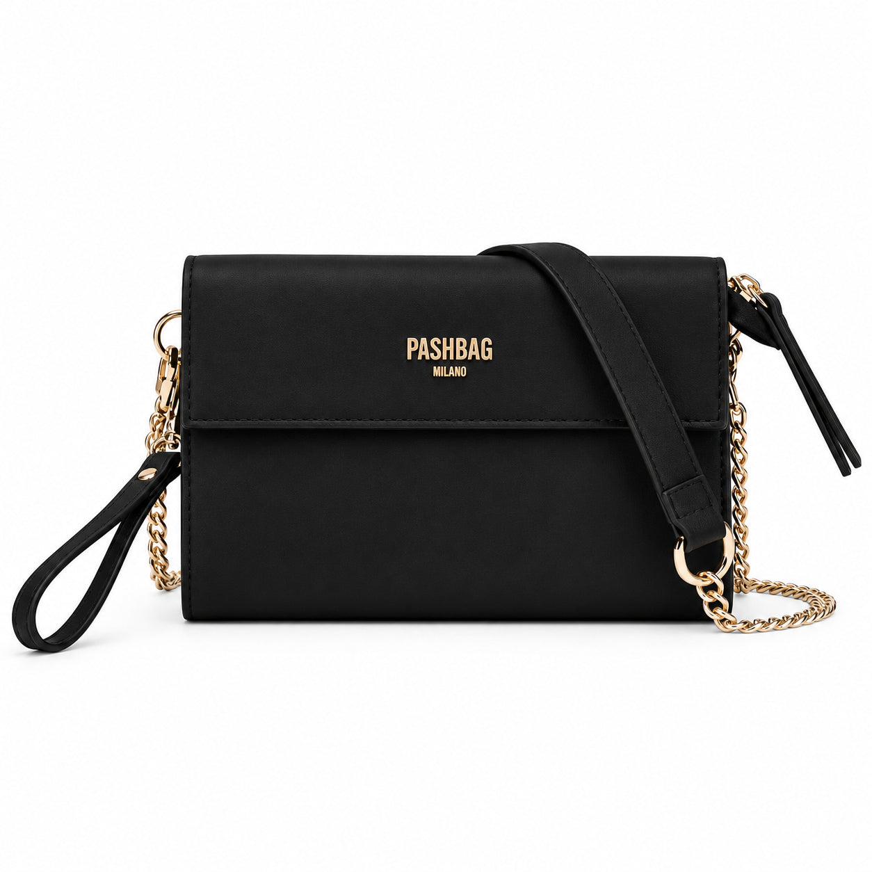 PashBag Borsa a Tracolla con Patta e Dettagli a Catena