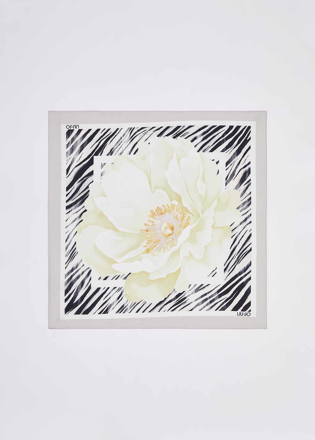 Foulard Liu Jo donna con stampa floreale e logo Peonia TU | Giò Fashion