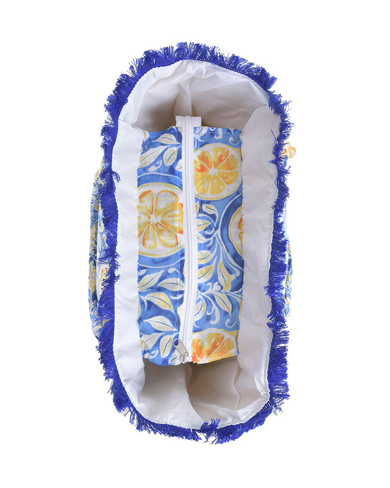 Ble Resort Collection Borsa Blu in Tessuto con Fiori