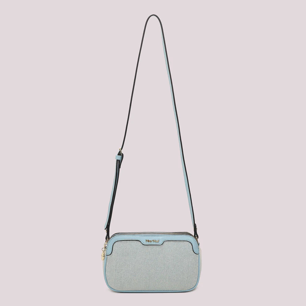 Borsa a Tracolla Donna Mimi Mua Compatta con Chiusura Zip CELESTE TU | Giò Fashion