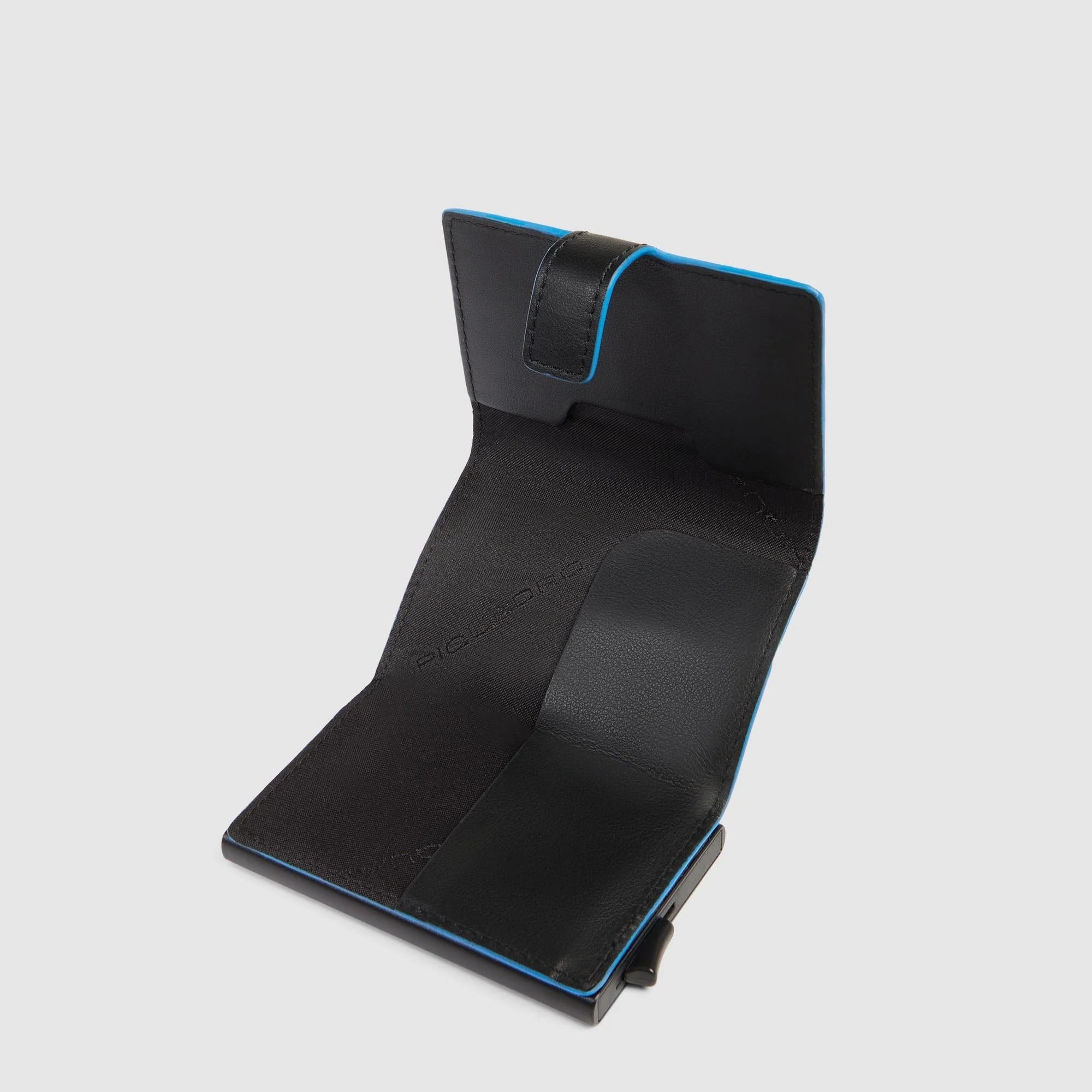 Portacarte Piquadro uomo automatico in pelle con protezione RFID Nero TU | Giò Fashion